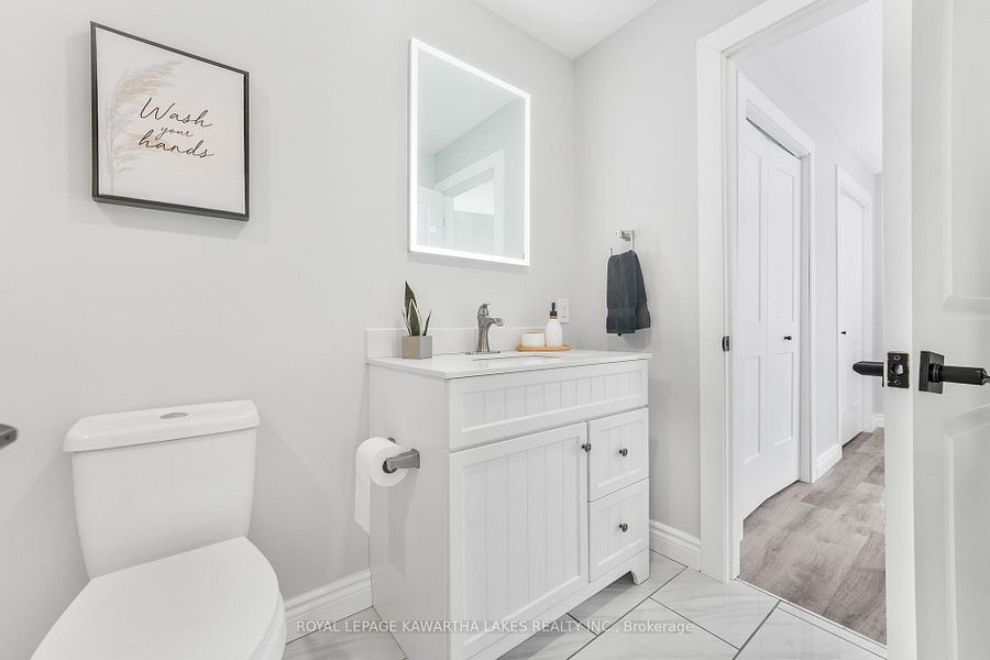 newly built bathroom, vanity and toilet
